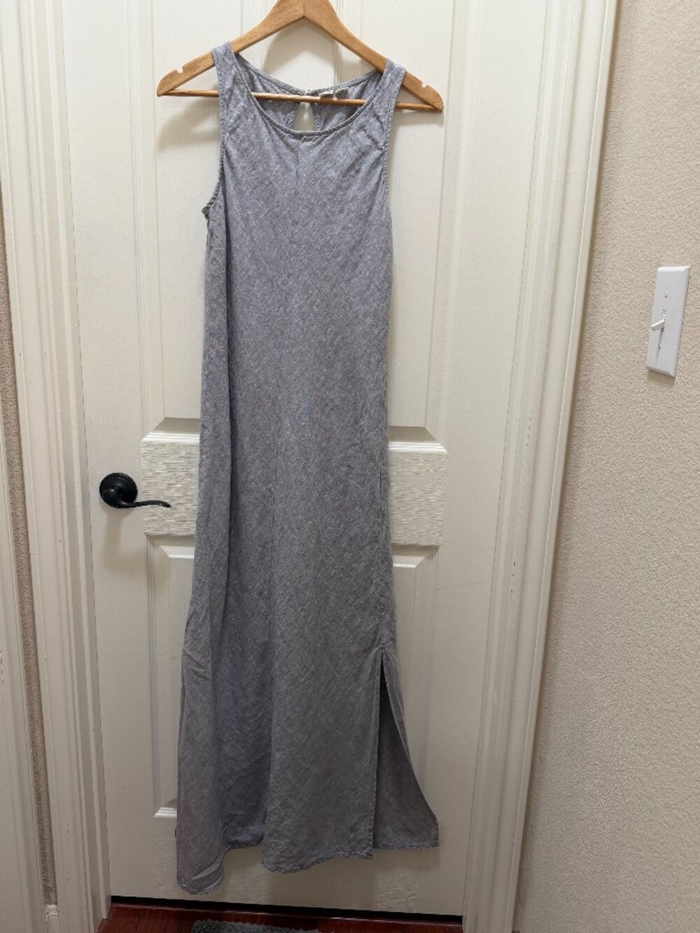 Artisan NY Women's 100% Linen Maxi Dress Size 2 Gray Boho lightweight Summer